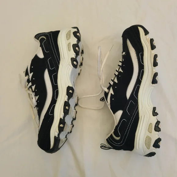Skechers D'lites - Black & White Me Time Sneaker Size 7.5 - Picture 7 of 8